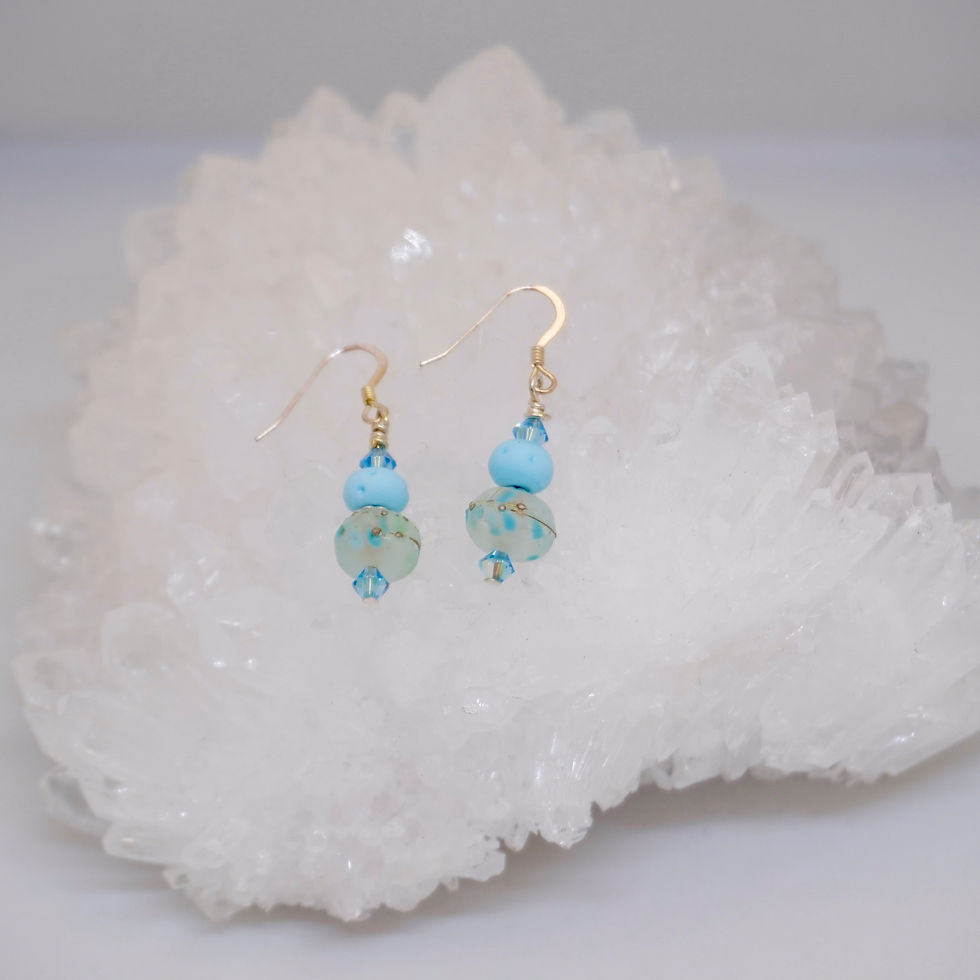 Thumbnail: lampwork glass earrings on a large crystal