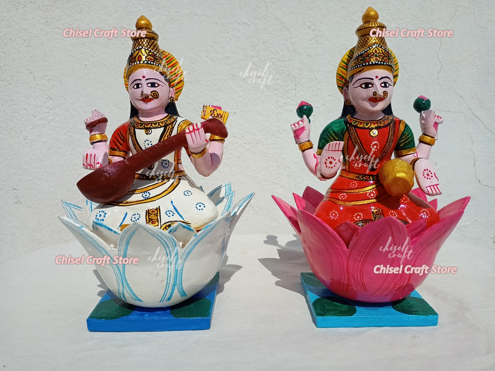 Lakshmi Devi and Saraswati Devi Combo - Kondapalli Toys