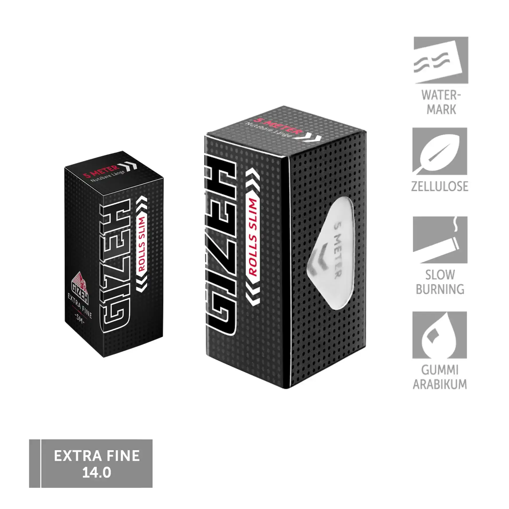 GIZEH Black Roll Slim Zigarettenpapier 4,4 mm – 5 Meter