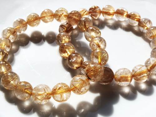 高品質ゴールデン・ルチルクォーツ10mm | Gems