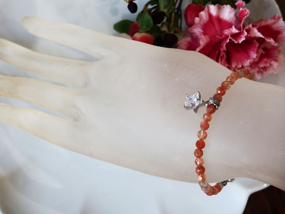 섬네일: タンザニア産サンストーン4mmとステンレス製一番星