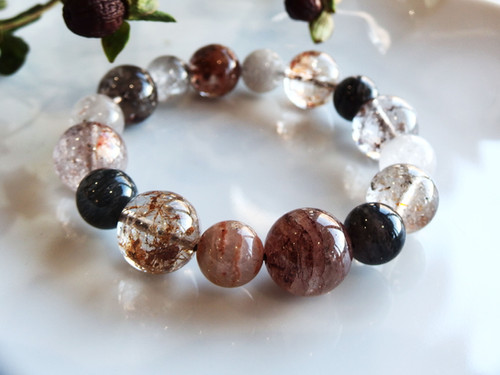 希少ガーデンルチルクォーツ13,5mmと千層ガーデンクォーツ10mm | Gems