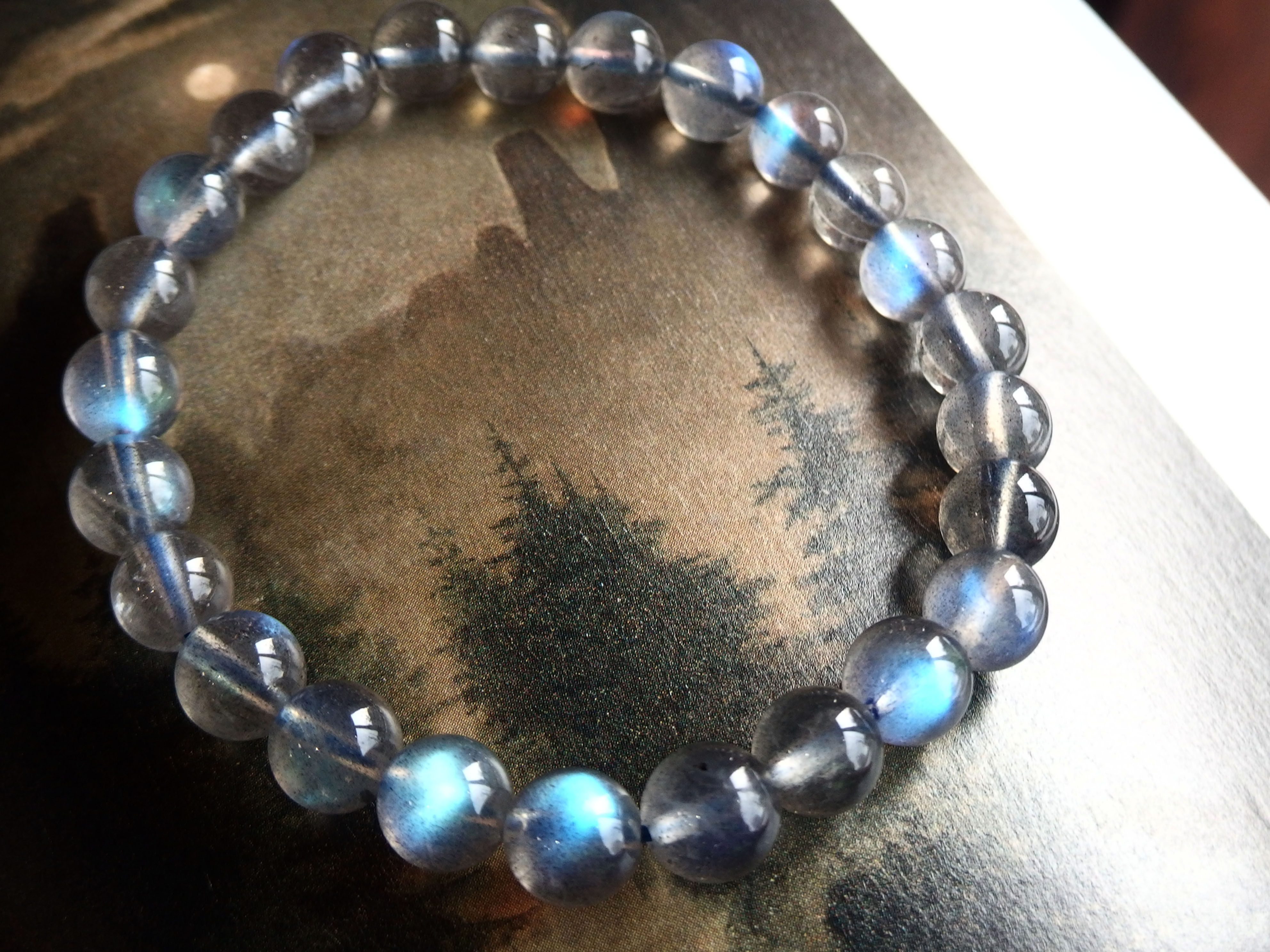 高品質ラブラドライト8mm AAAAA 【産地:マダカスカル産】