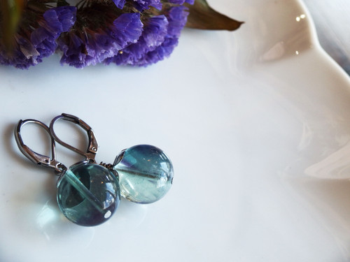 ★リッチパイライトinグリーンフローライト 9.5ミリ珠 ブレス①(SA+) グリーンフローライト14mm pierce | Gems