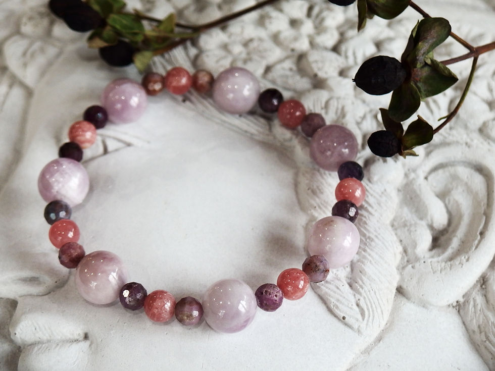 サムネイル： インカローズ6mmとクンツァイト10mm、ルビーを添えて ①