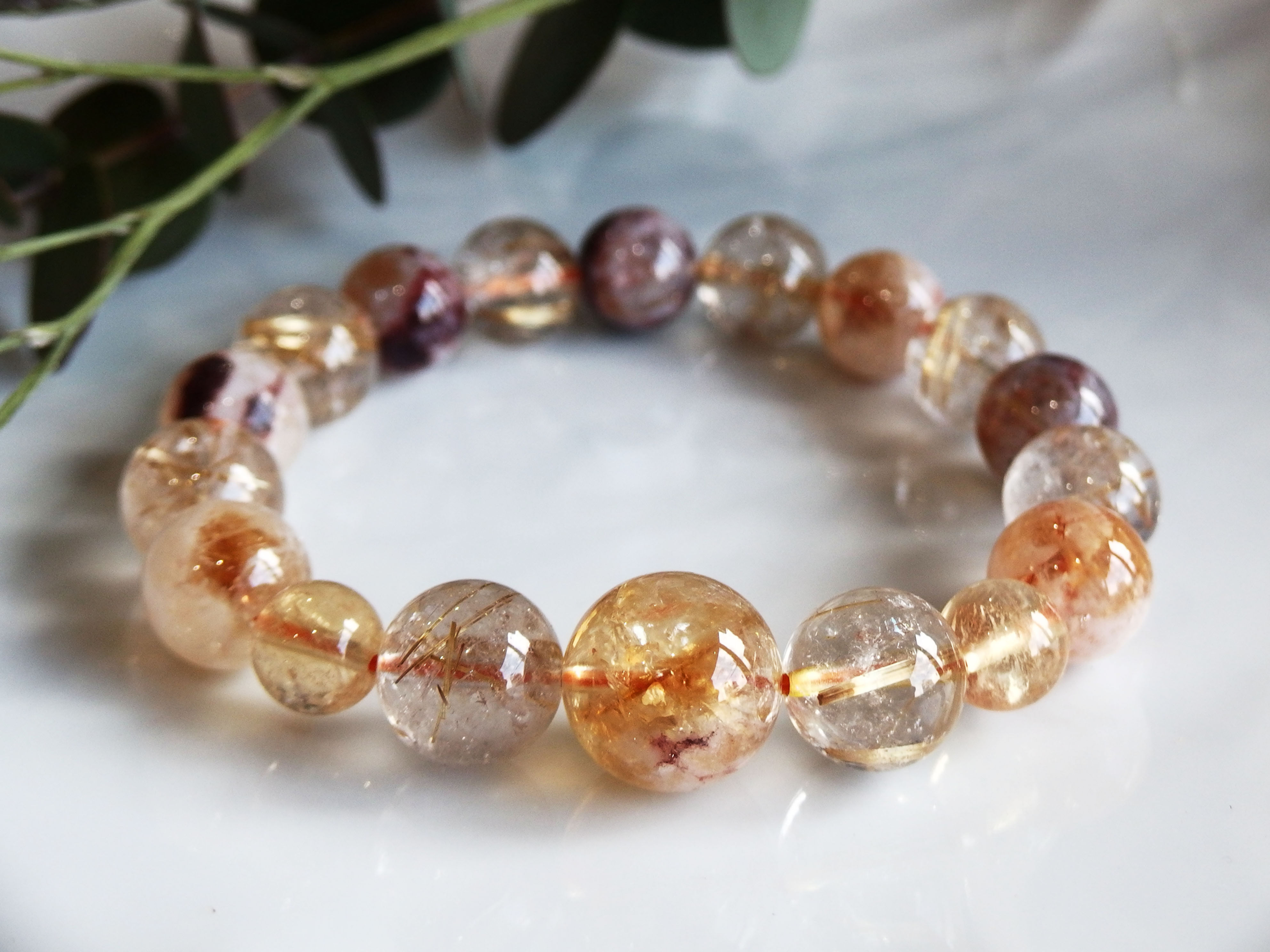 ブランデーシトリンとゴールドルチルクォーツ10mm