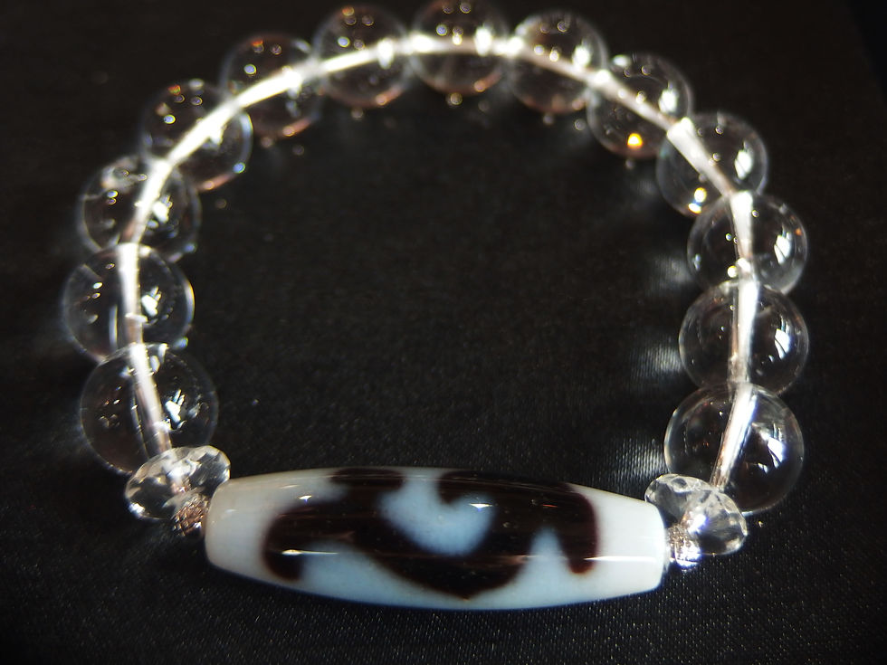 如意白天珠(しろにょいてんじゅ)38mmと高品質天然水晶12mm ① | Gems