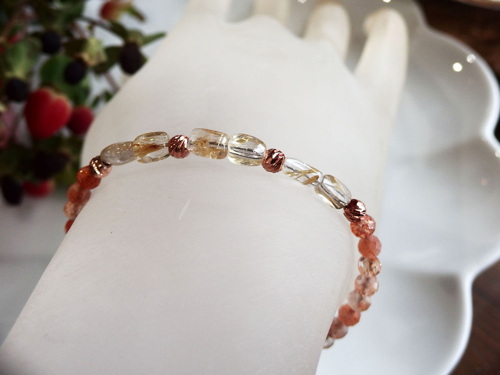 Thumbnail: タンザニア産サンストーン4mmとルチルクォーツ