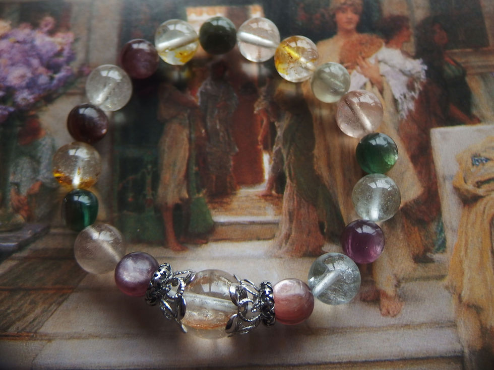 섬네일: ロイヤル・レピドライト8〜9mmと天然トパーズ10mm、ヒマラヤ産ライモナイトinベリル(希少石) ②