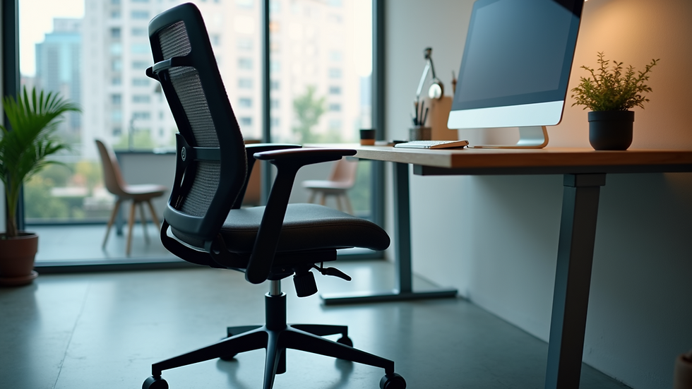 Close-up view of an ergonomic office chair