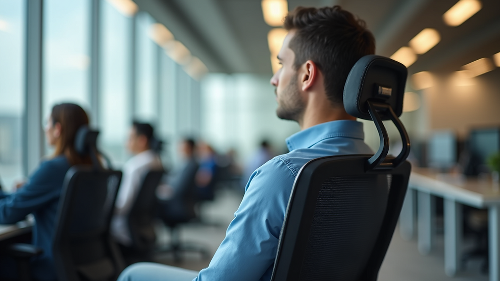 Close-up view of lumbar support on an ergonomic chair
