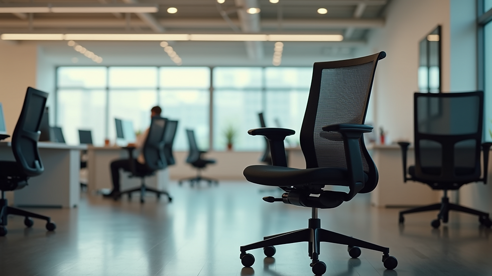 Close-up view of a modern ergonomic office chair