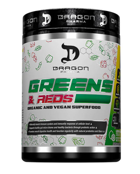 Greens and red Organic and vegan superfood Dragon Pharma