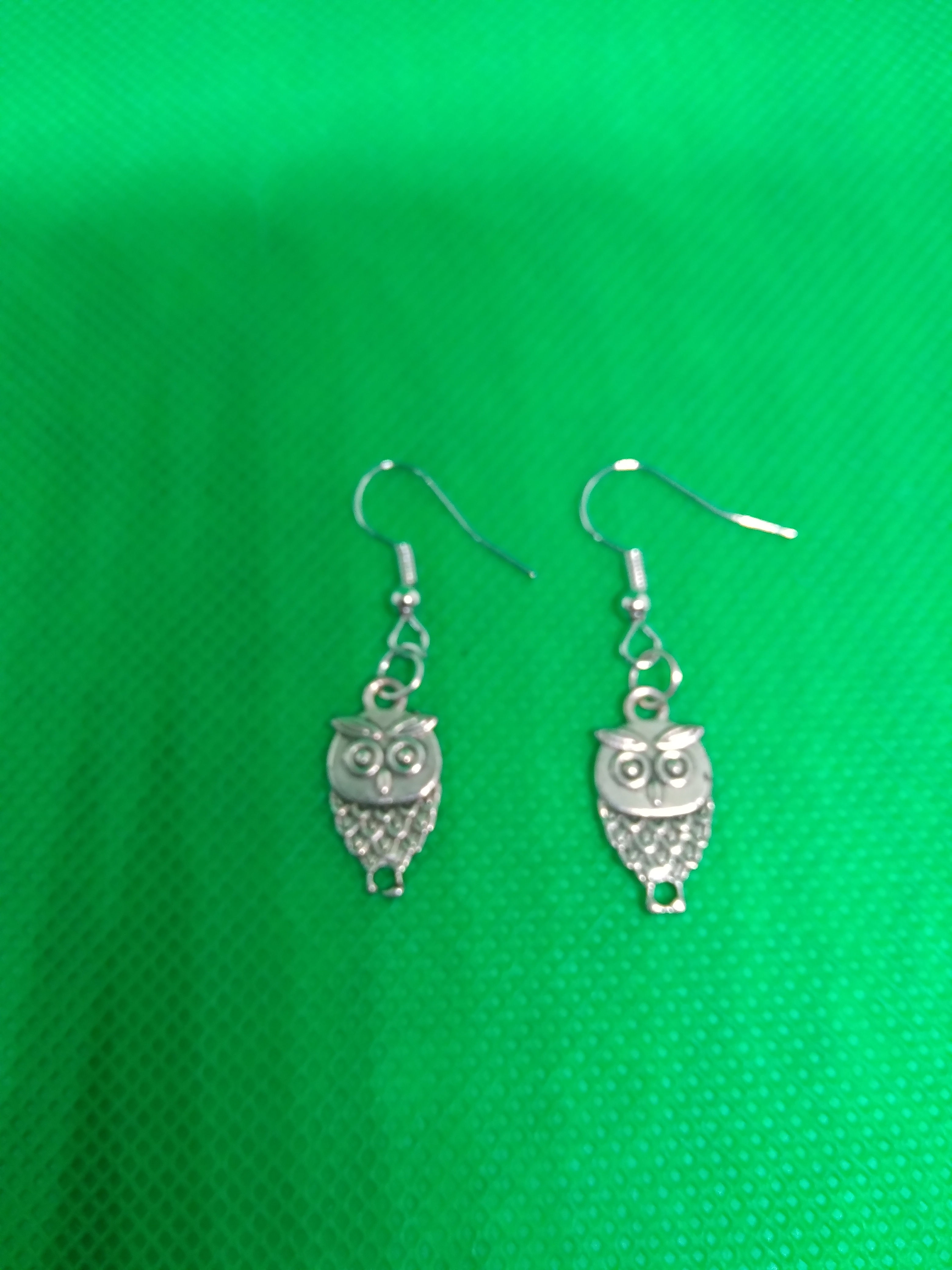 Silver Coloured Owl Earrings