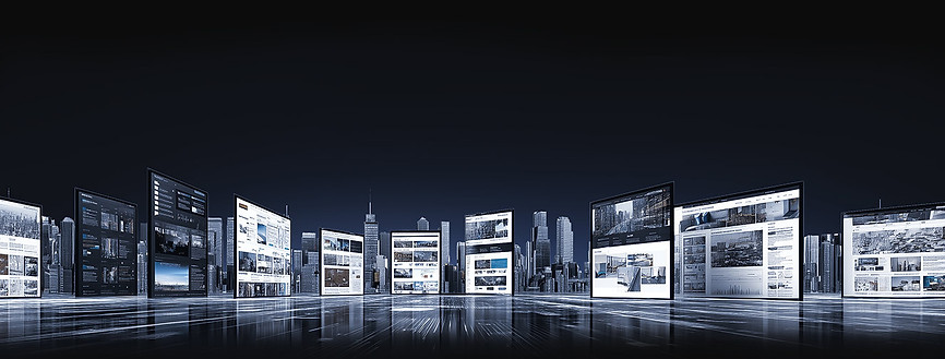 Hemsidobakgrund med grafisk visning av flera hemsidor bredvid varandra