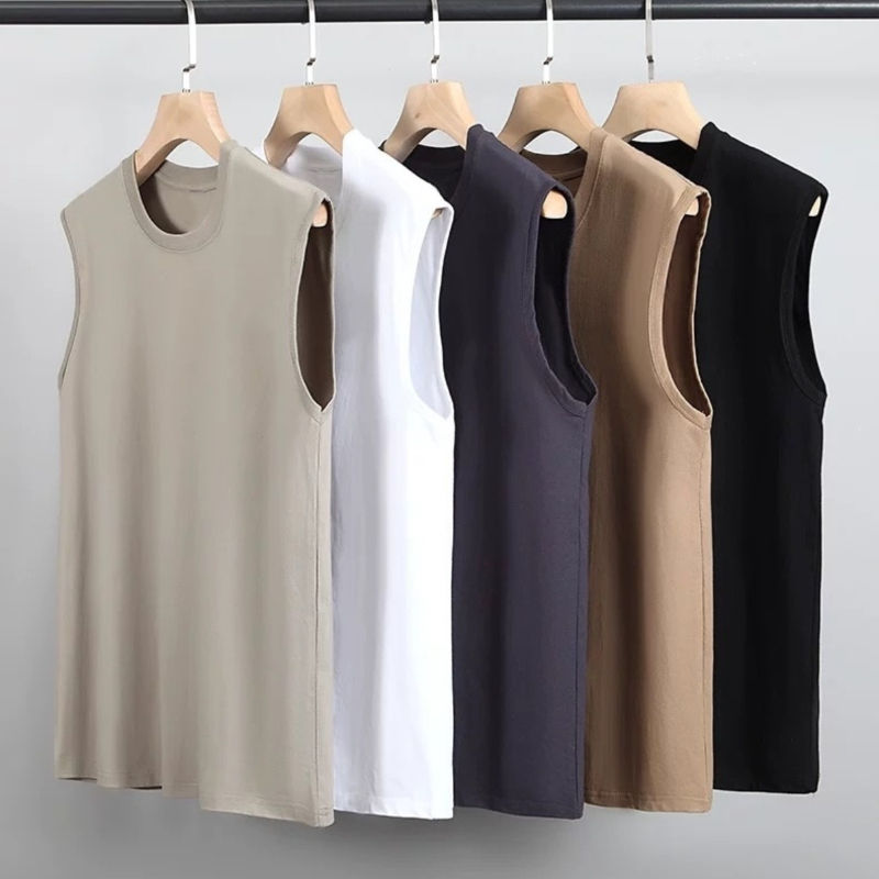 AOSSVIAO 220g Combed Cotton Women Loose Sleeveless Tank Top 2026 Summer Solid Co