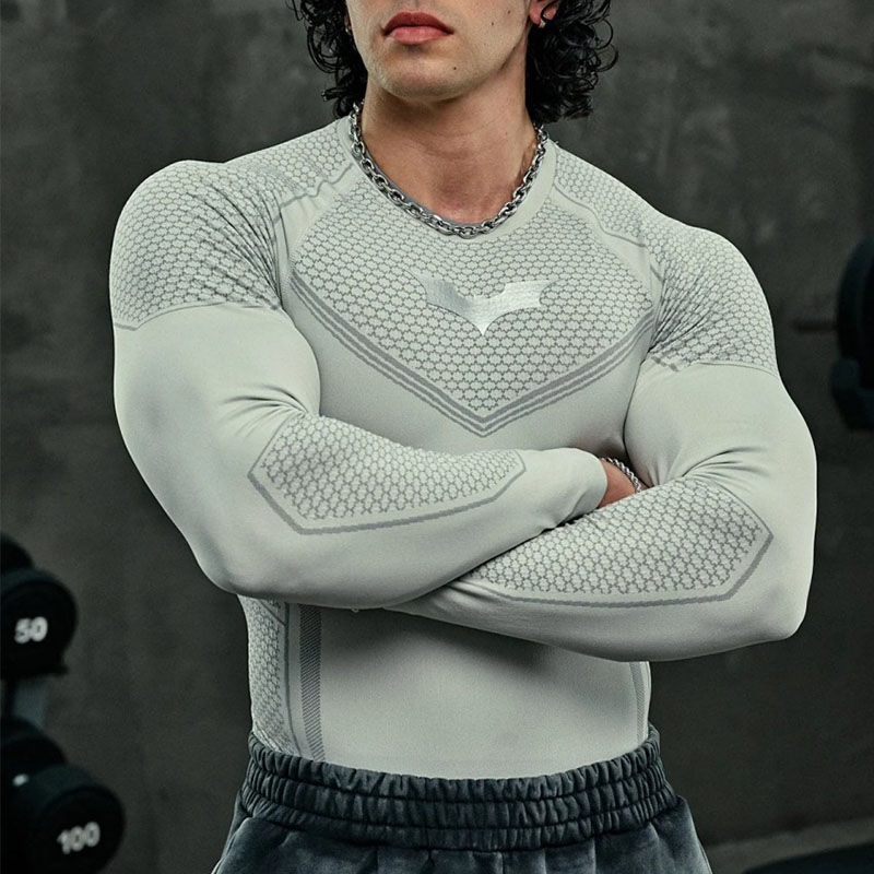 2026 Spring Men's Slim Fit Ice Silk Long sleeves T-Shirt O-Neck Gym quick dry Fa