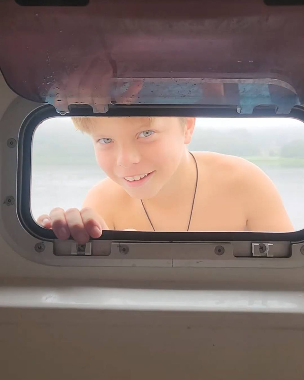 looking into the boat from a hatch