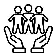 two hands holding three people
