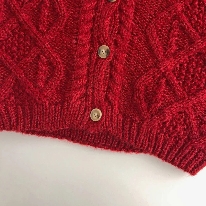 Thumbnail: Hygge knitted cardigan BERRY RED