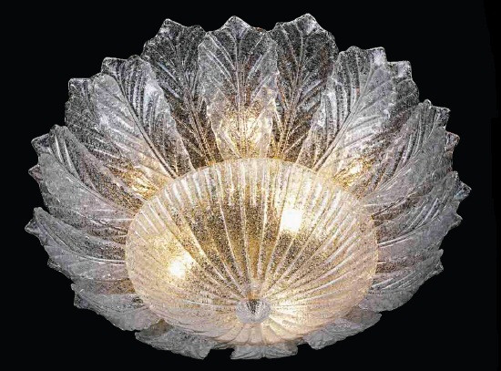 Murano Glass 24Kt Gold dust ceiling light - 9 lights 24 petal segments