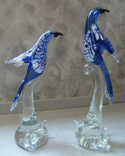 gazze pair of birds murano glass figurines