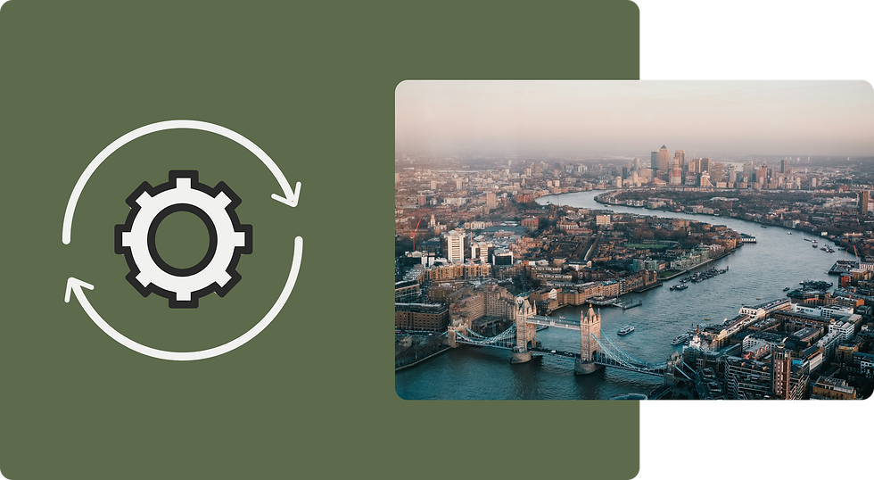 Oblique image of London and winding Thames