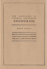 A light brown cover is shown for "The Adventures of Thomas Jefferson Snodgrass" by Mark Twain.