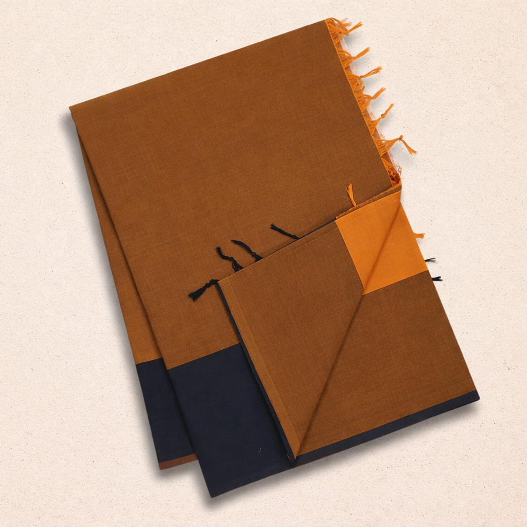 Plain Handloom Chettinad Cotton Saree With Contrast Pallu (6.20m)