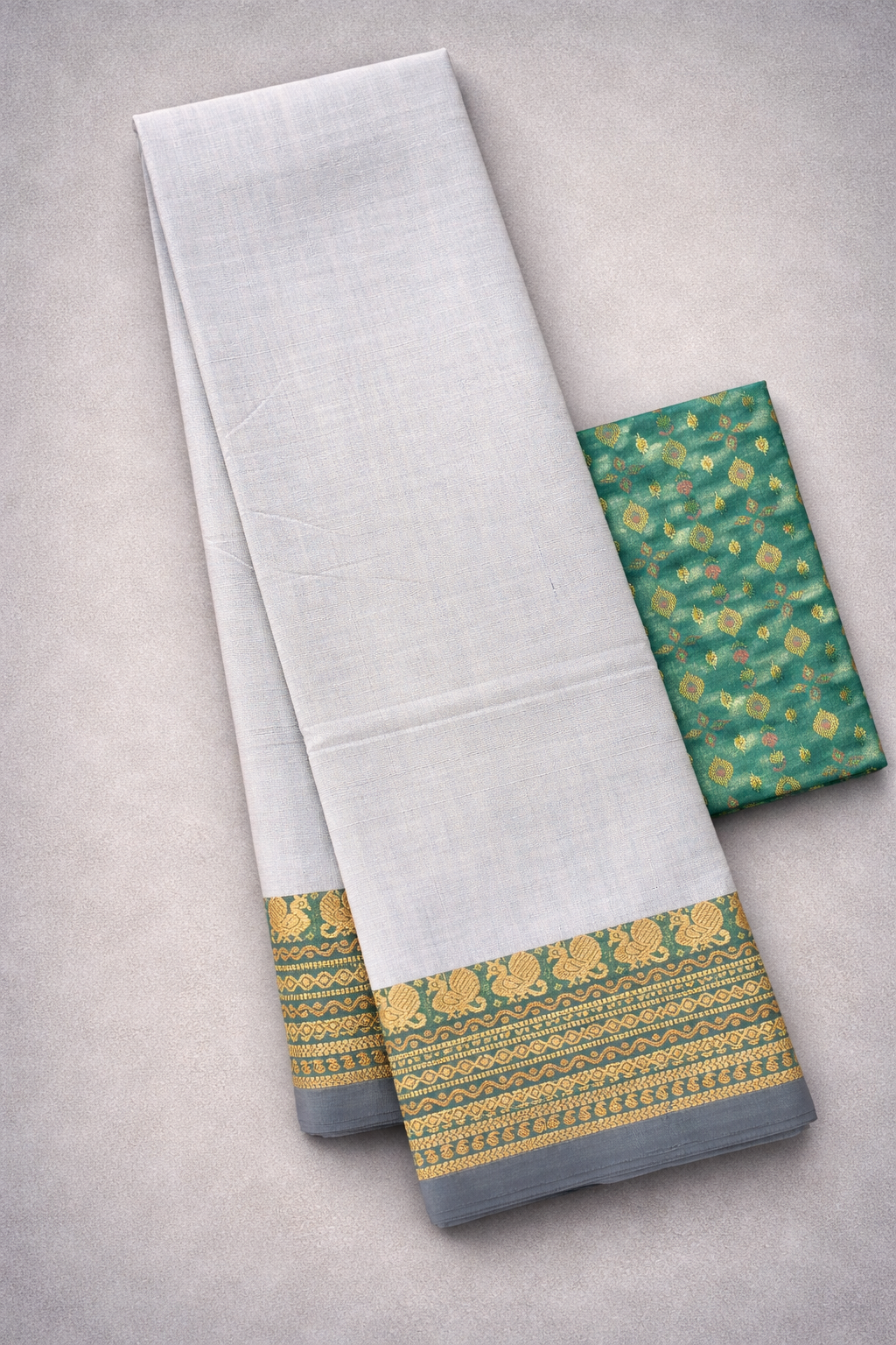 Handloom Chettinad Cotton Saree With Kalamkari Printed Blouse