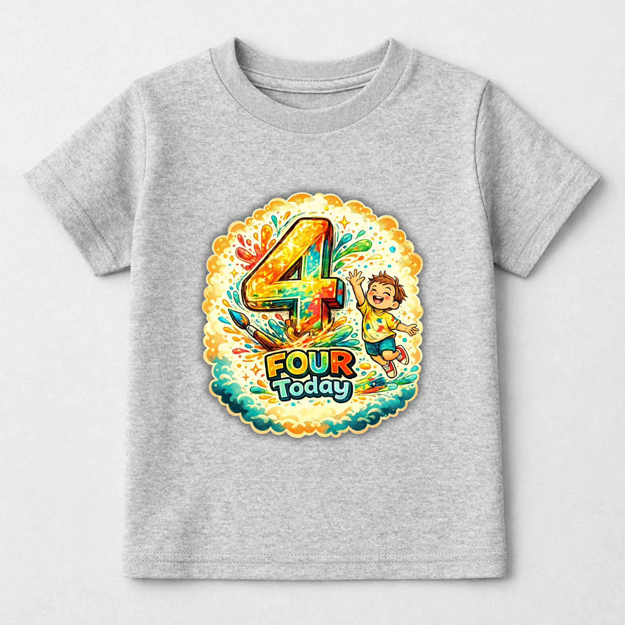 Kids 4th Birthday Theme Graphic T-Shirt