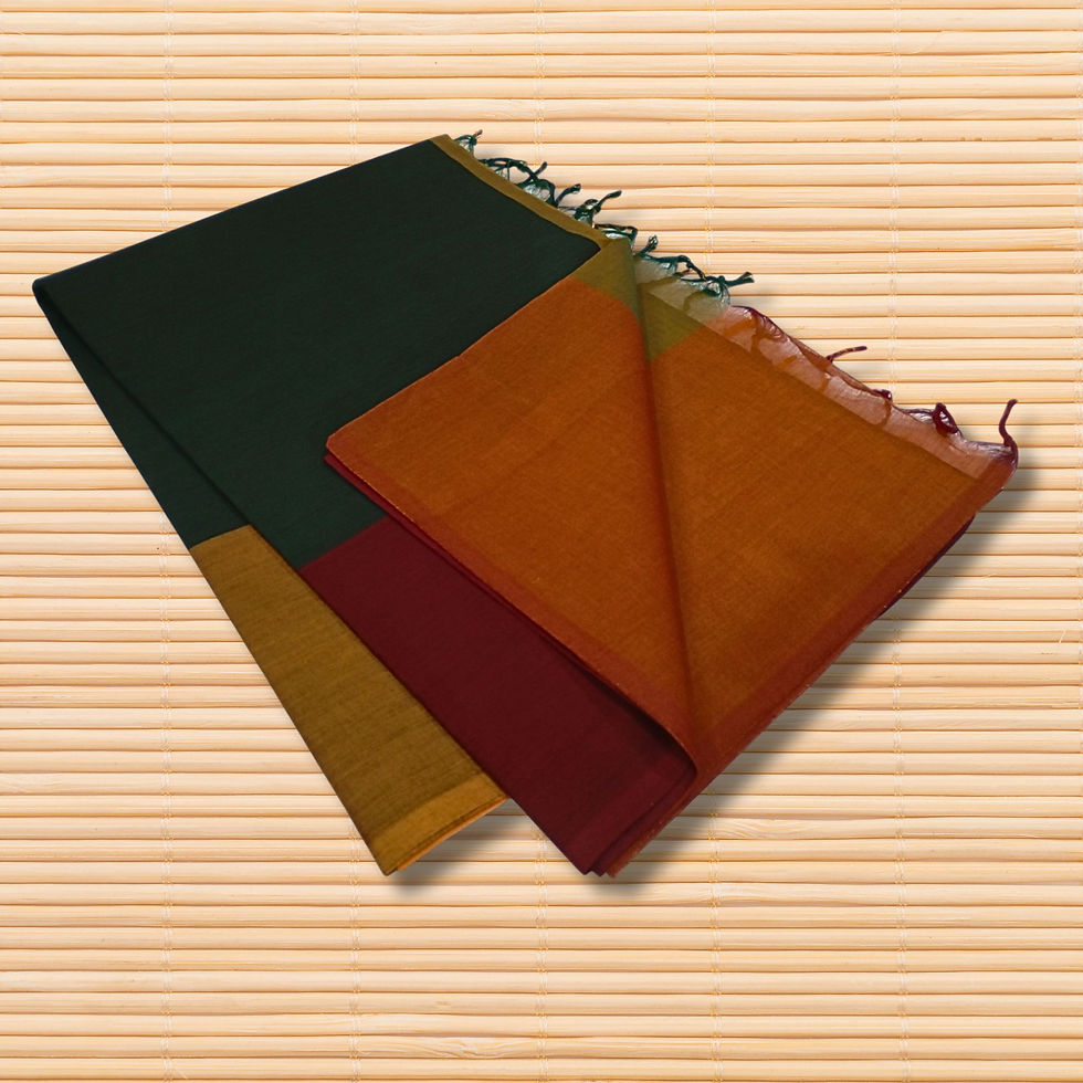 Plain Weave Chettinad Cotton Saree With Running Blouse