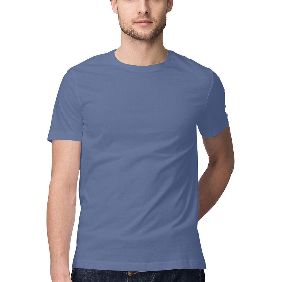 Smoke Blue Premium Cotton T Shirt For Men
