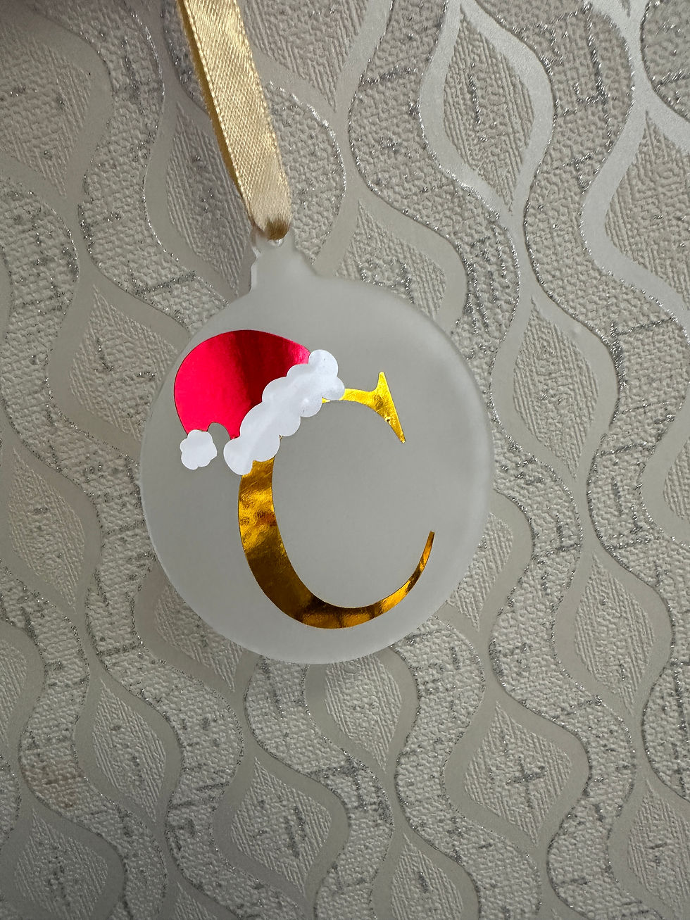 Thumbnail: Personalised Initial Bauble with Santa Hat