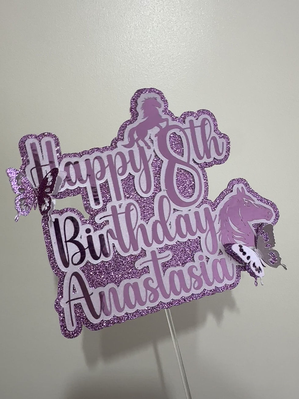 Thumbnail: Personalised Horse Glitter Cake Topper