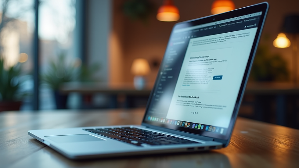 Eye-level view of a laptop screen showing an app builder interface