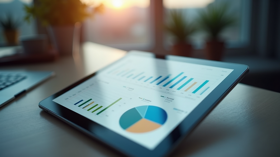Close-up view of a tablet showing app analytics dashboard