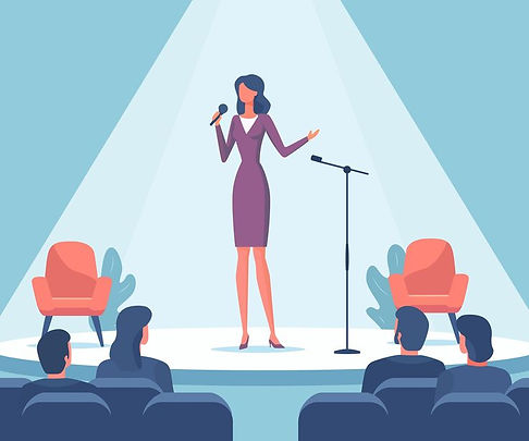 Woman performing on stage in front of audience_ Business event.jpeg