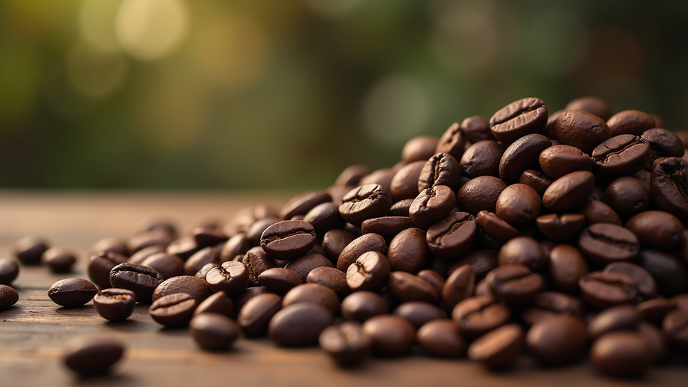 Close-up view of fresh specialty coffee beans