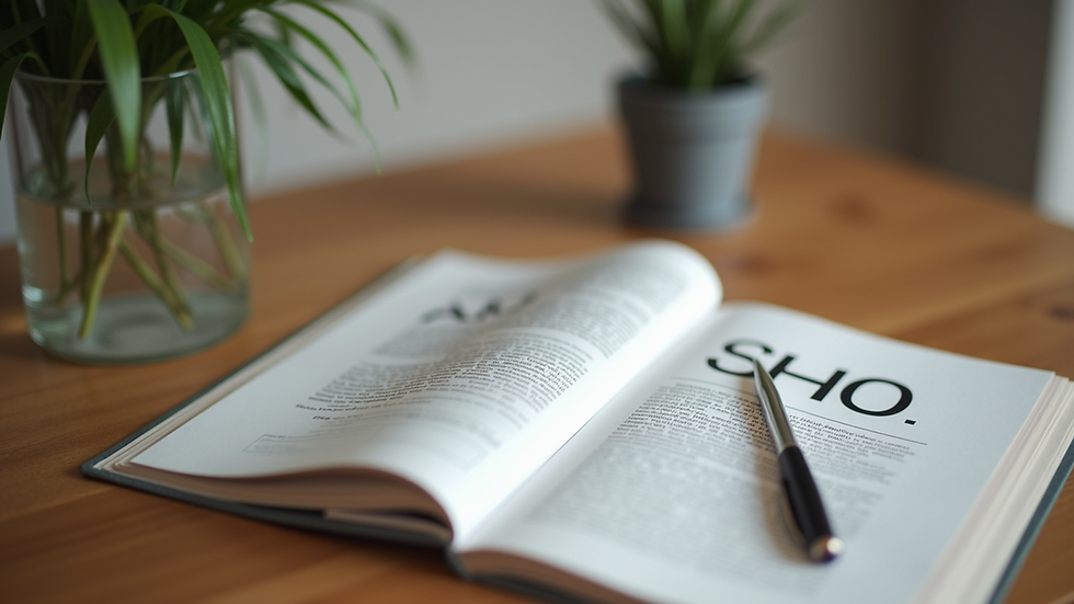 Close-up of a brand style guide on a wooden table