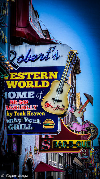 Bar signs outside the main strip in the music city Nashville Tennessee United States of America USA. Travel Blog. Best destinations in USA.
