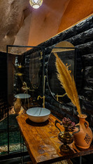 Luxurious Desert camp washroom Desert camp with tents in desert full of sand dunes at the Sahara Desert in Merzouga Morocco Africa. Adventure travel blog, luxury travel blog