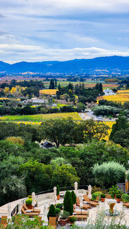 View of Napa Valley from The Restaurant in Auberge Du Soleil Hotel in Napa Valley