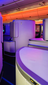 Private cabin Business class seat Air France A350 with full recline lay flat seat and extra legroom. Luxury flight. Luxury Travel Blog.