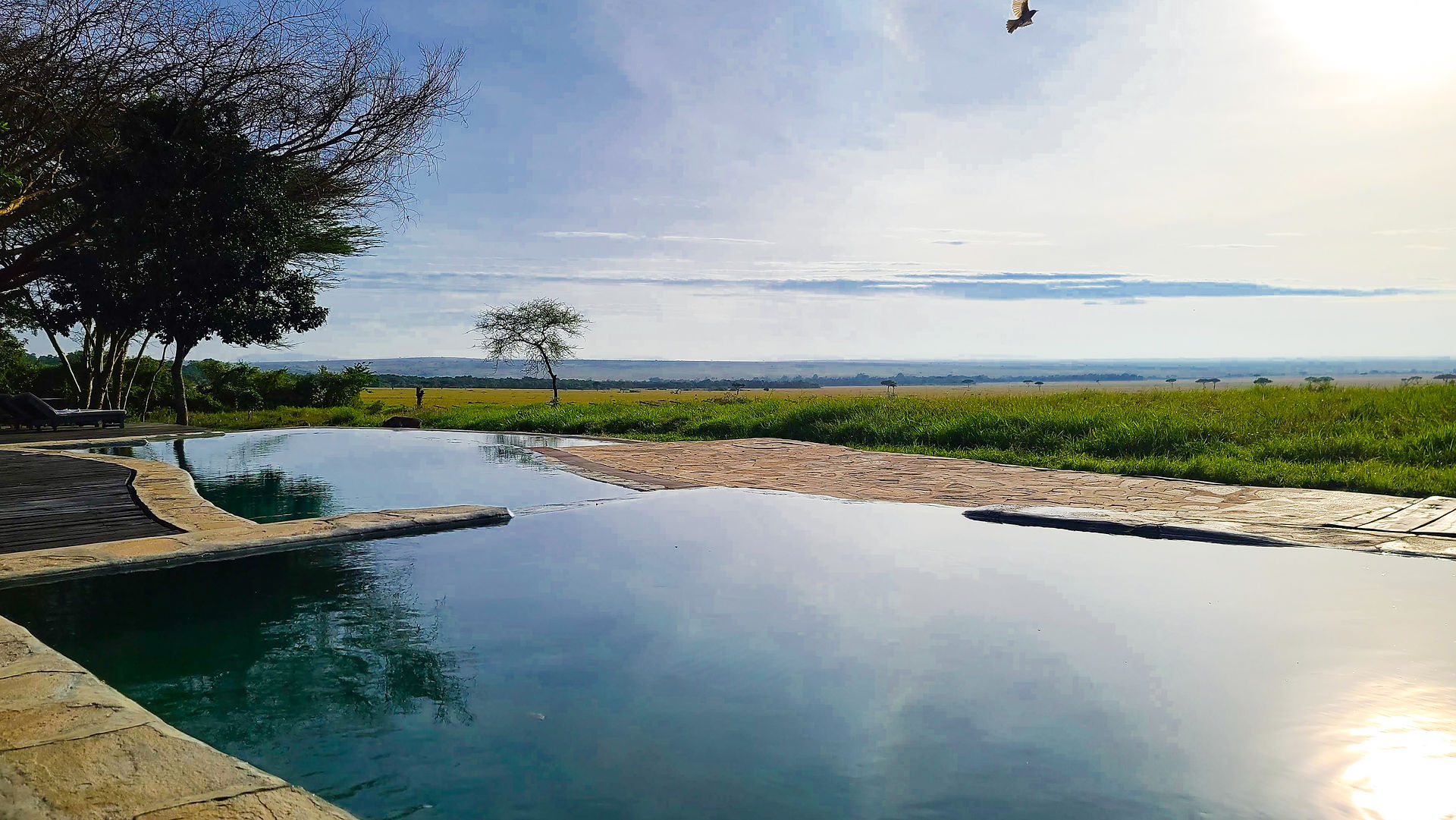 Main swimming pool overlooking the Masai Mara at the Luxury Safari &beyond in Masai Mara at the Kichwa Tembo camp. Luxury travel blog. Best travel blog. Best African Safari.