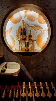 Chandon bottles on display at Chandon winery in Yountville in Napa Valley