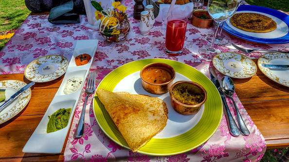Dosa for breakfast at Oberoi Vanyavilas hotel in Ranthambore, India, on Elegant Escape, the best luxury Travel Blog.