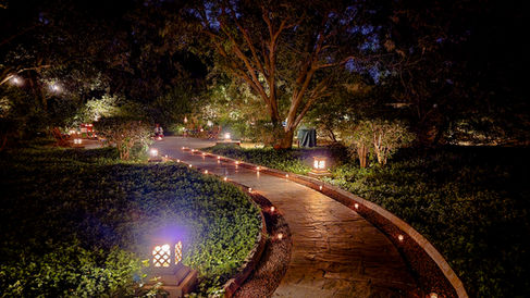 Pathways lit at night at Oberoi Vanyavilas hotel in Ranthambore, India, on Elegant Escape, the best luxury Travel Blog.