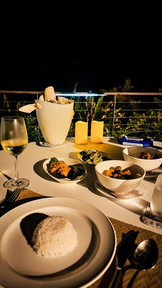 Private in room dinner with delicious meats at the Rainforest Lodge in Borneo, Malaysia on Elegant Escape the best luxury Travel Blog.