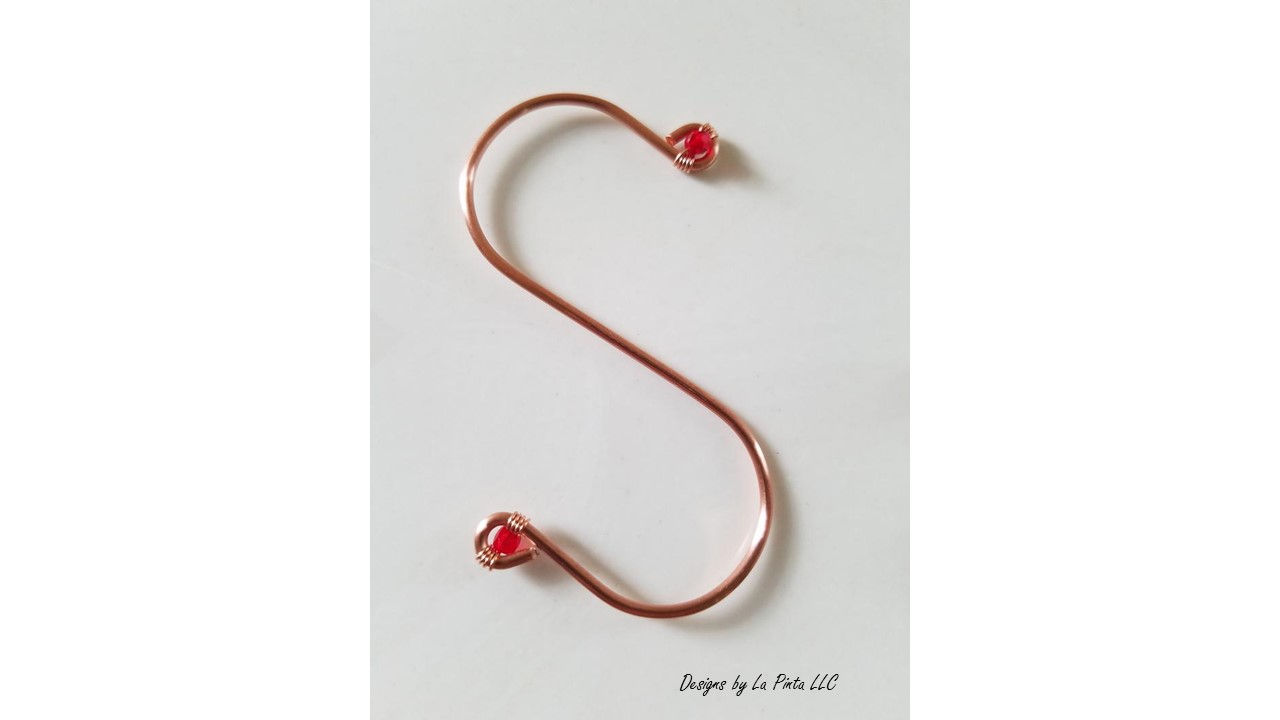 3 inch Copper Wire S Hook with Crystals